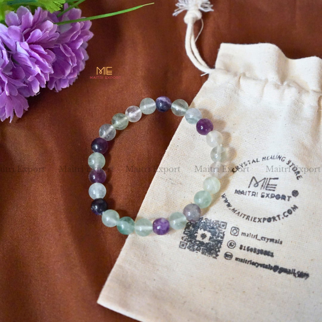 Multi Fluorite Natural Crystal Healing Bracelet-Maitri Export | Crystals Store