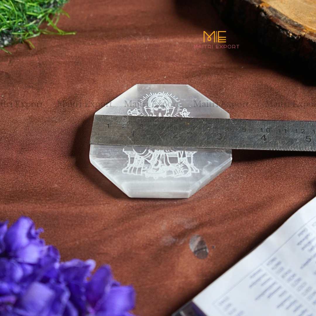 Natural selenite plate with different carvings-Maitri Export | Crystals Store