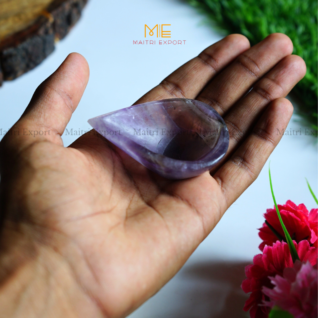 Natural Healing Crystal Stone 1 Face Leaf Shape Diya / Deepak-Maitri Export | Crystals Store