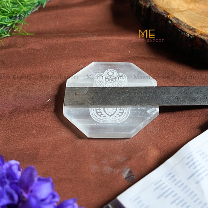 Natural selenite plate with different carvings-Maitri Export | Crystals Store