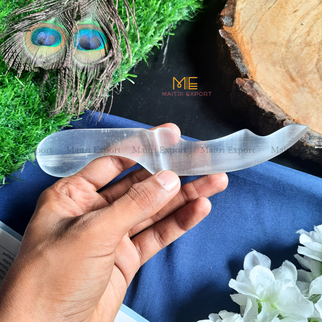 Natural crystal stone Selenite hand carved knife-Maitri Export | Crystals Store