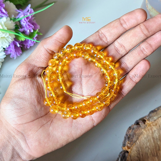 Yellow citrine Stone Strand/Loose Beads Line For Making Necklace/Jewelry/Bracelet/Mala-8mm-Maitri Export | Crystals Store