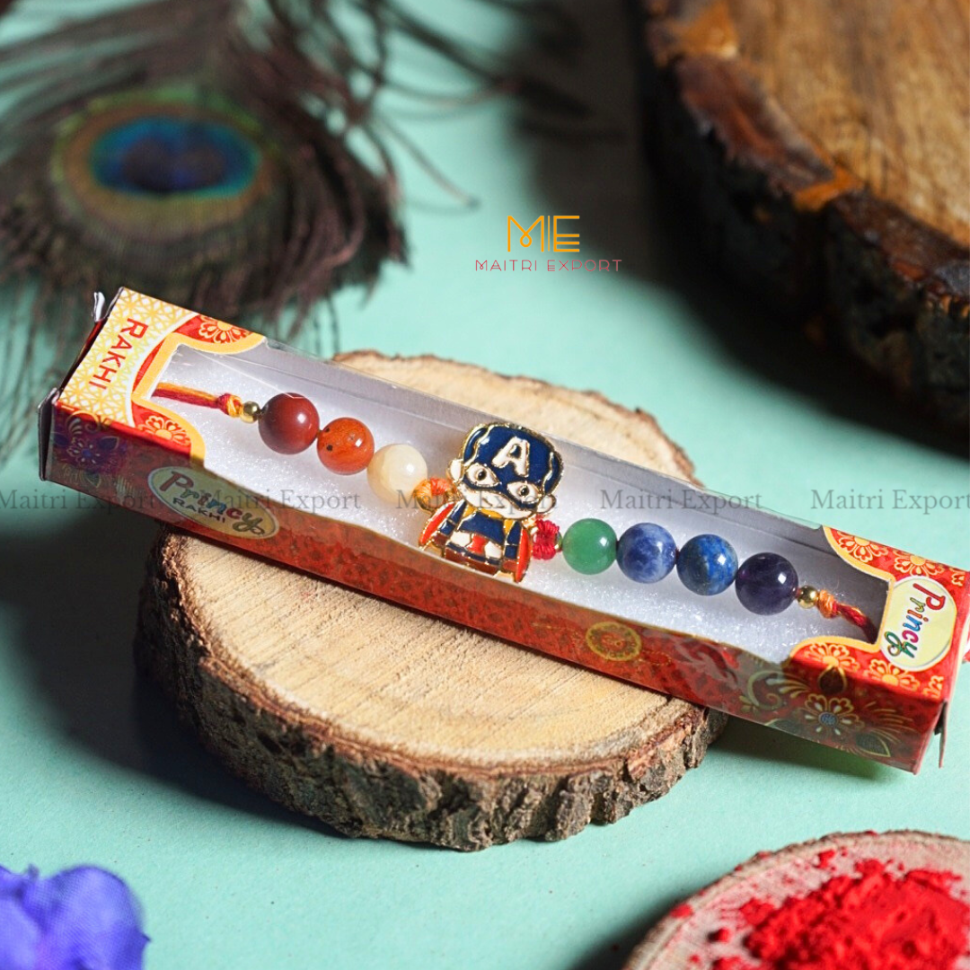 7 chakra stones with kids cartoon charms rakhi.-Maitri Export | Crystals Store