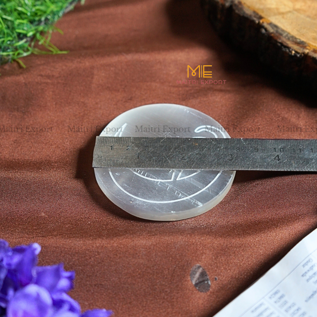 Natural selenite plate with different carvings-Maitri Export | Crystals Store