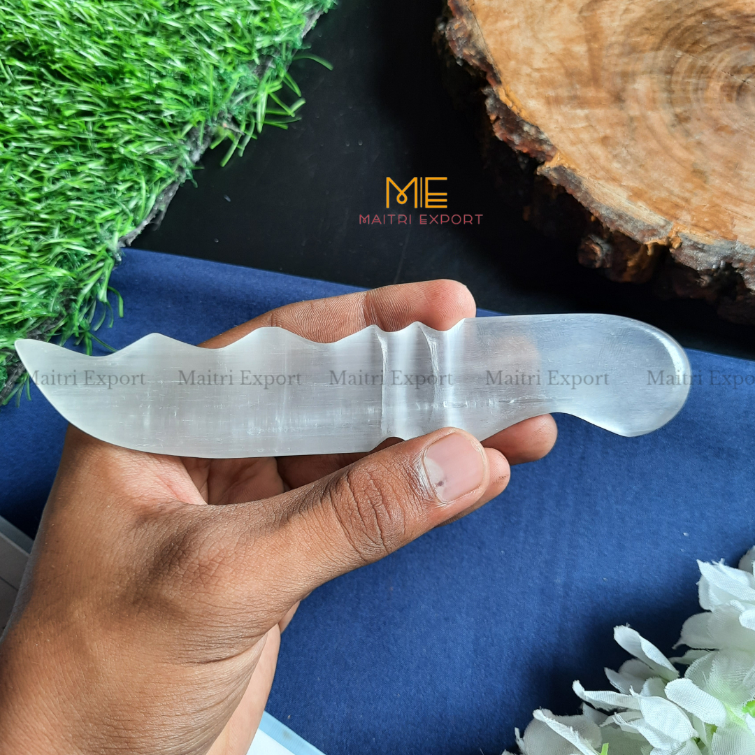 Natural crystal stone Selenite hand carved knife-Maitri Export | Crystals Store