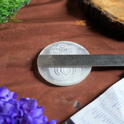 Natural selenite plate with different carvings-Maitri Export | Crystals Store