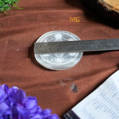 Natural selenite plate with different carvings-Maitri Export | Crystals Store