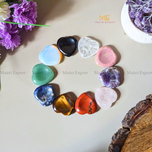 Natural Crystal Stone Heart Worry Stone-Maitri Export | Crystals Store