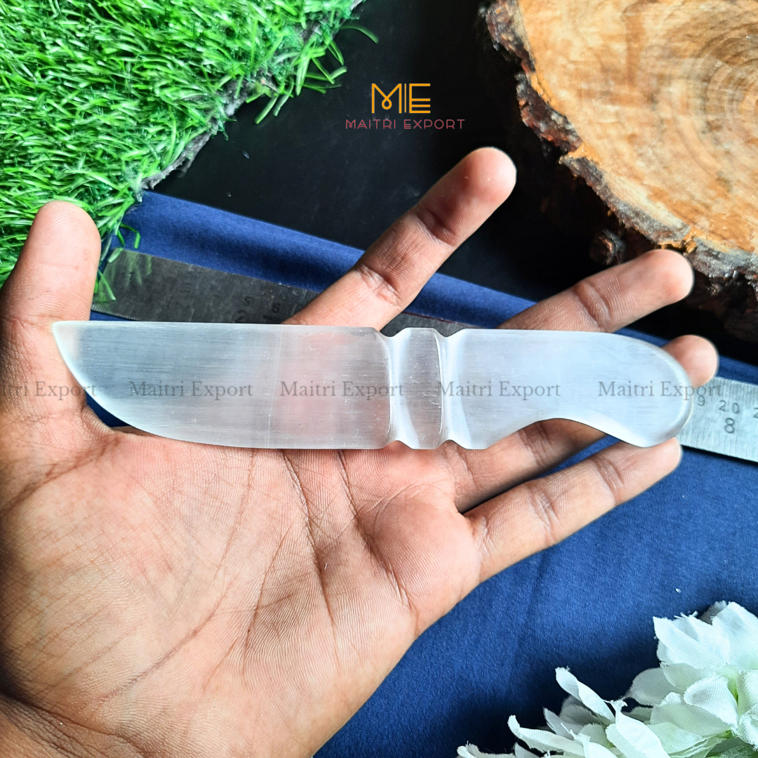 Natural crystal stone Selenite hand carved knife-Maitri Export | Crystals Store