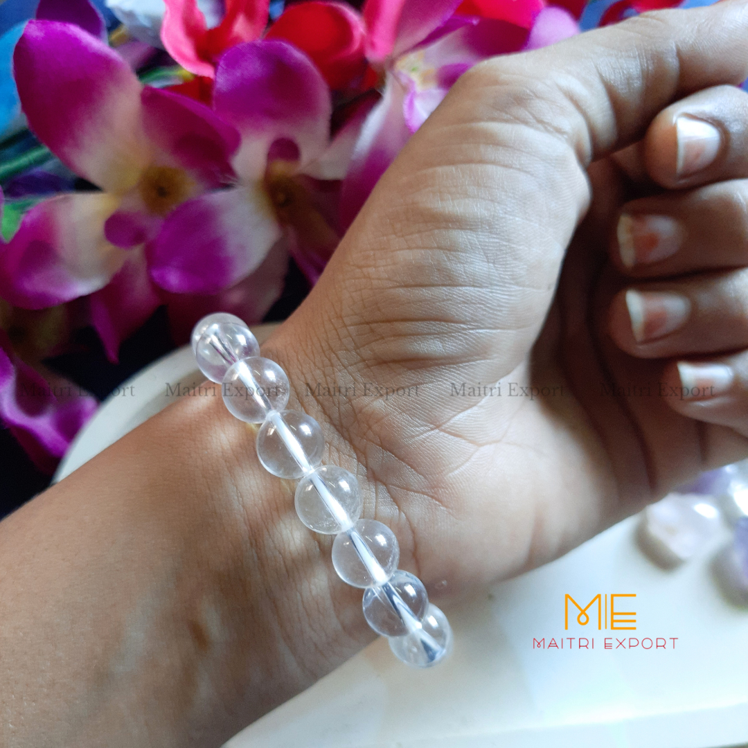 Clear Quartz Natural Crystal Healing Bracelet-Maitri Export | Crystals Store