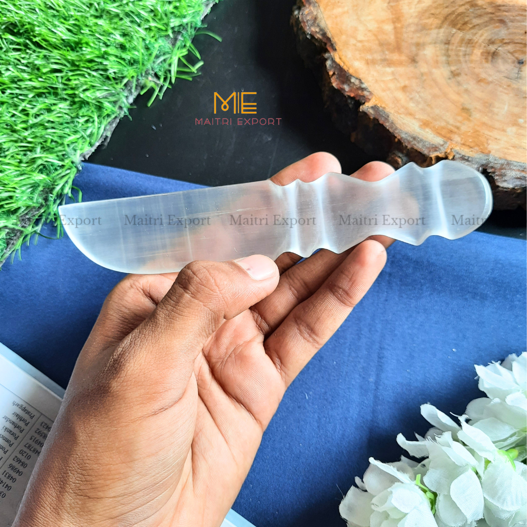 Natural crystal stone Selenite hand carved knife-Maitri Export | Crystals Store