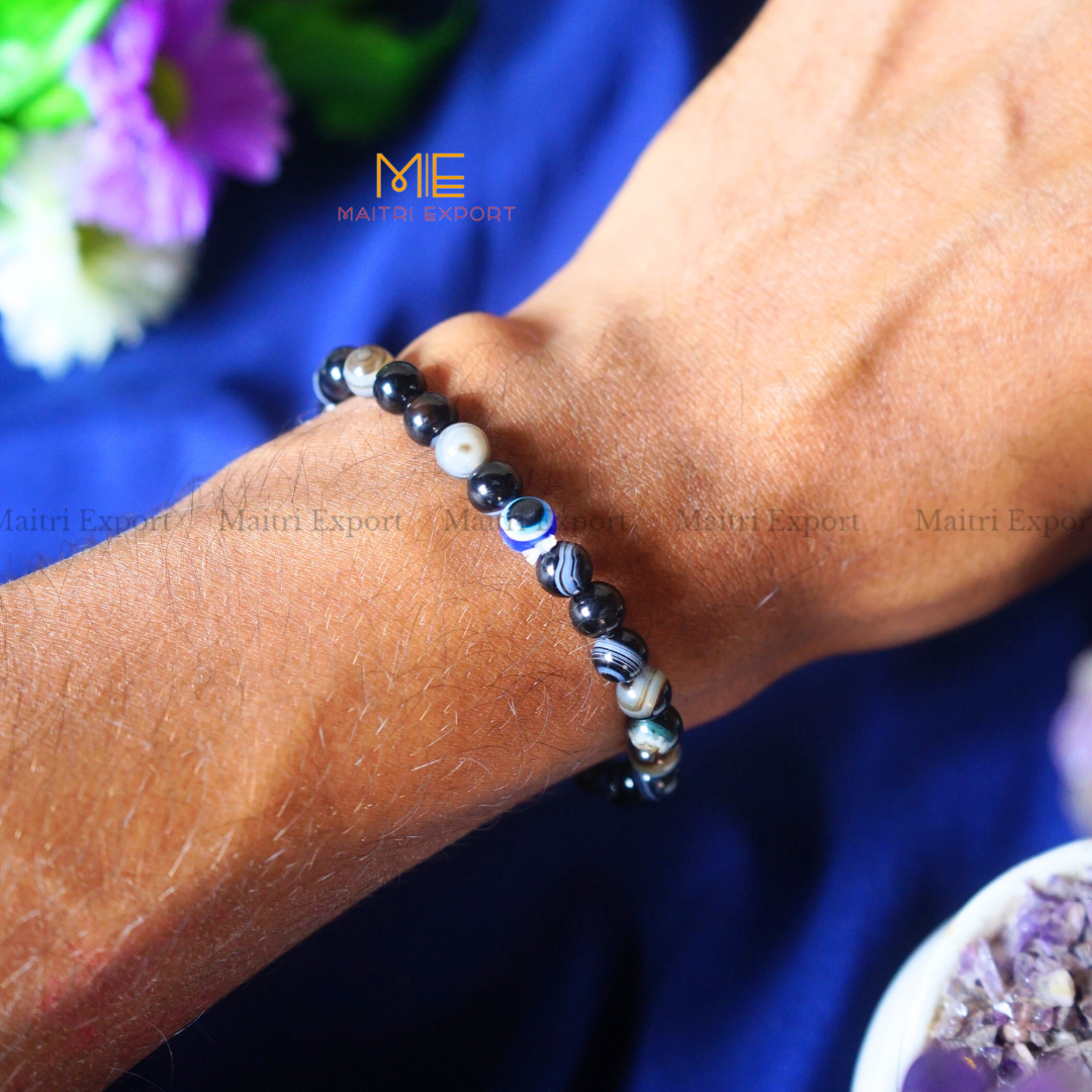 6mm crystal beaded bracelet with evil eye-Maitri Export | Crystals Store