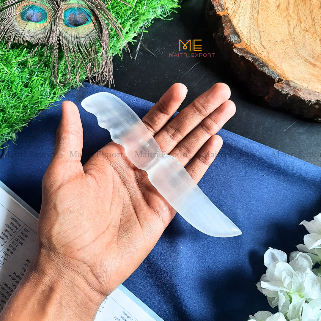 Natural crystal stone Selenite hand carved knife-Maitri Export | Crystals Store