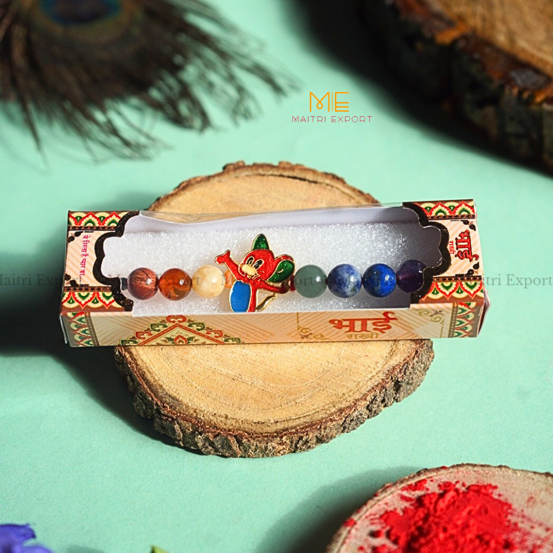 7 chakra stones with kids cartoon charms rakhi.-Maitri Export | Crystals Store