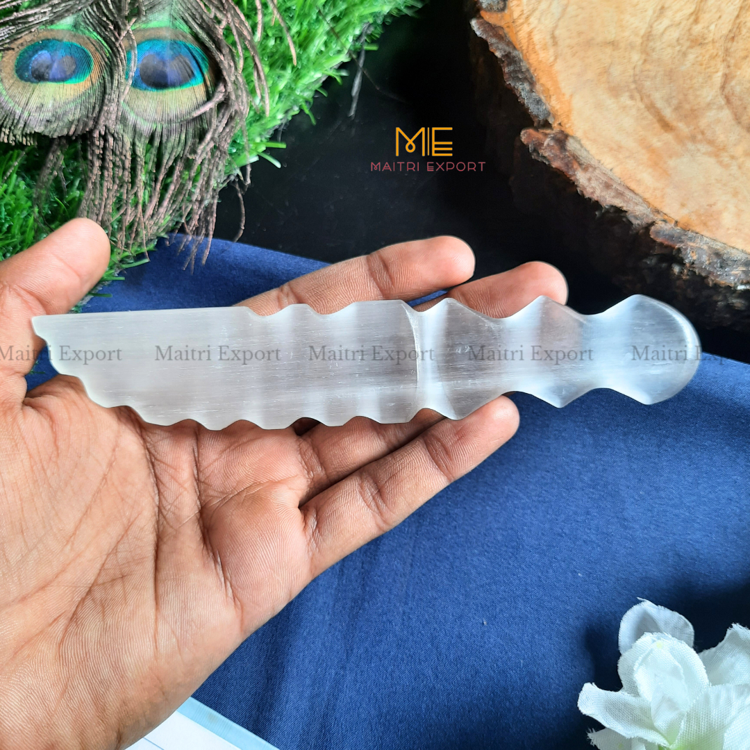 Natural crystal stone Selenite hand carved knife-Maitri Export | Crystals Store