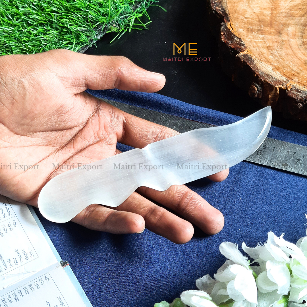 Natural crystal stone Selenite hand carved knife-Maitri Export | Crystals Store