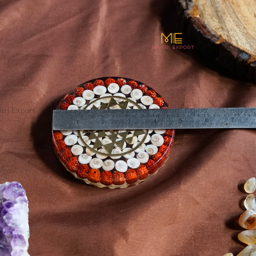 Gomti chakra Rudraksha Orgone Coaster / plate-Maitri Export | Crystals Store