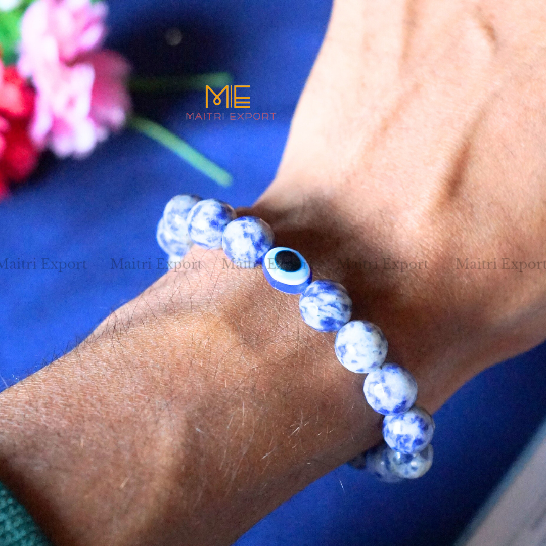 10mm crystal round beads Faceted With Evil Eye Bracelet-Maitri Export | Crystals Store