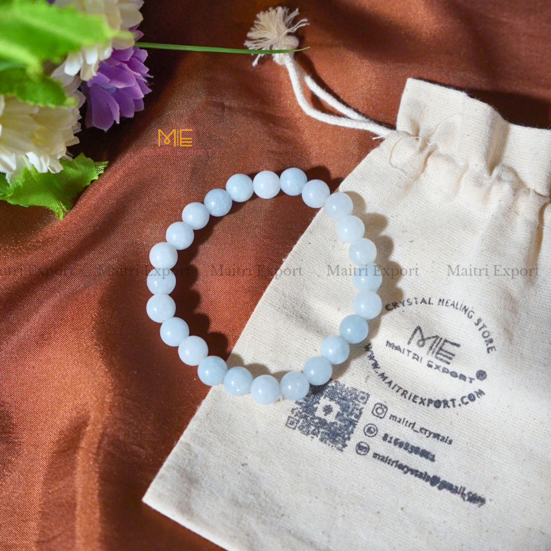 Aquamarine 8mm dyed Crystal Healing Bracelet-Maitri Export | Crystals Store