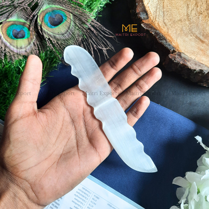 Natural crystal stone Selenite hand carved knife-Maitri Export | Crystals Store