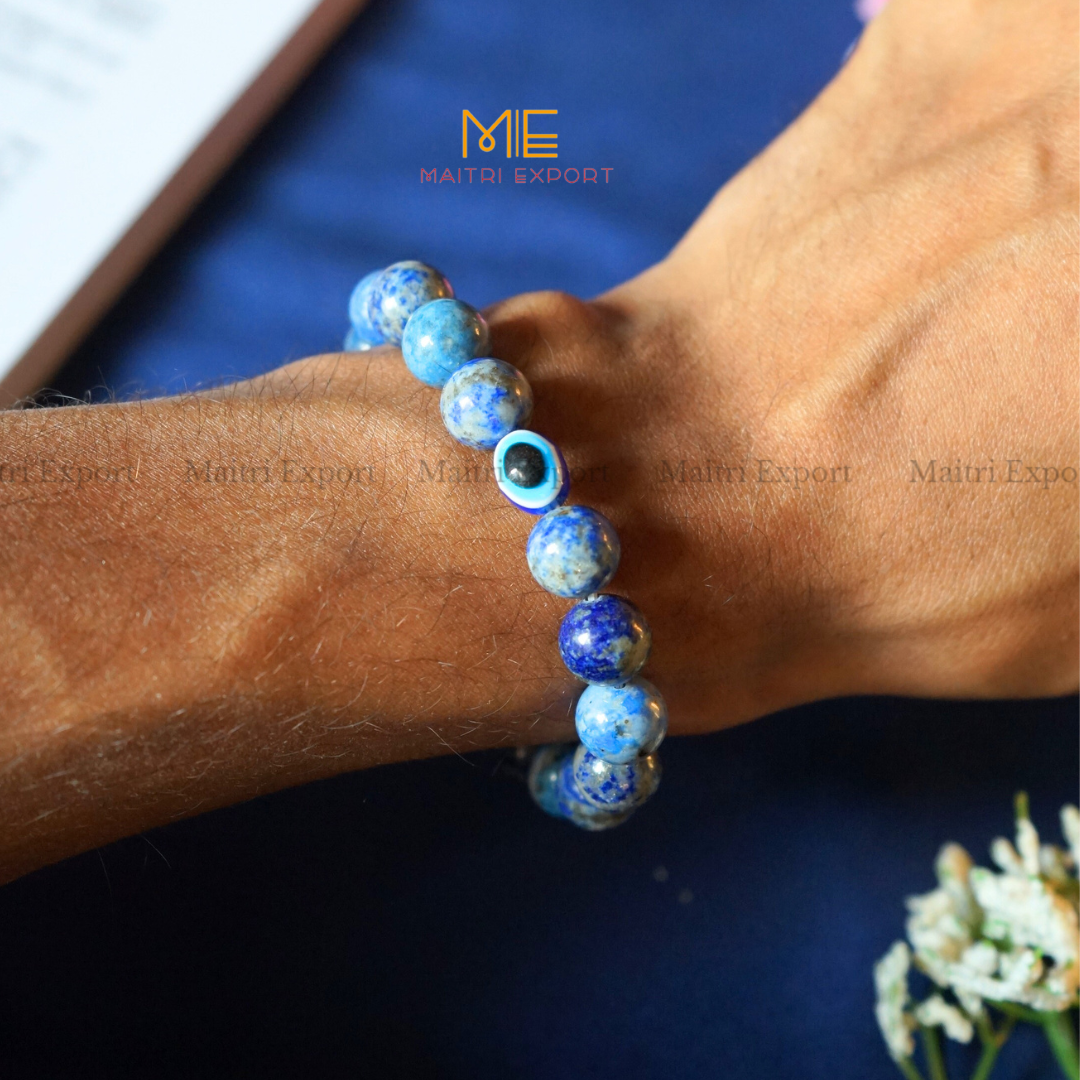 10mm Round beads Healing Crystals with Evil Eye Bracelet-Maitri Export | Crystals Store