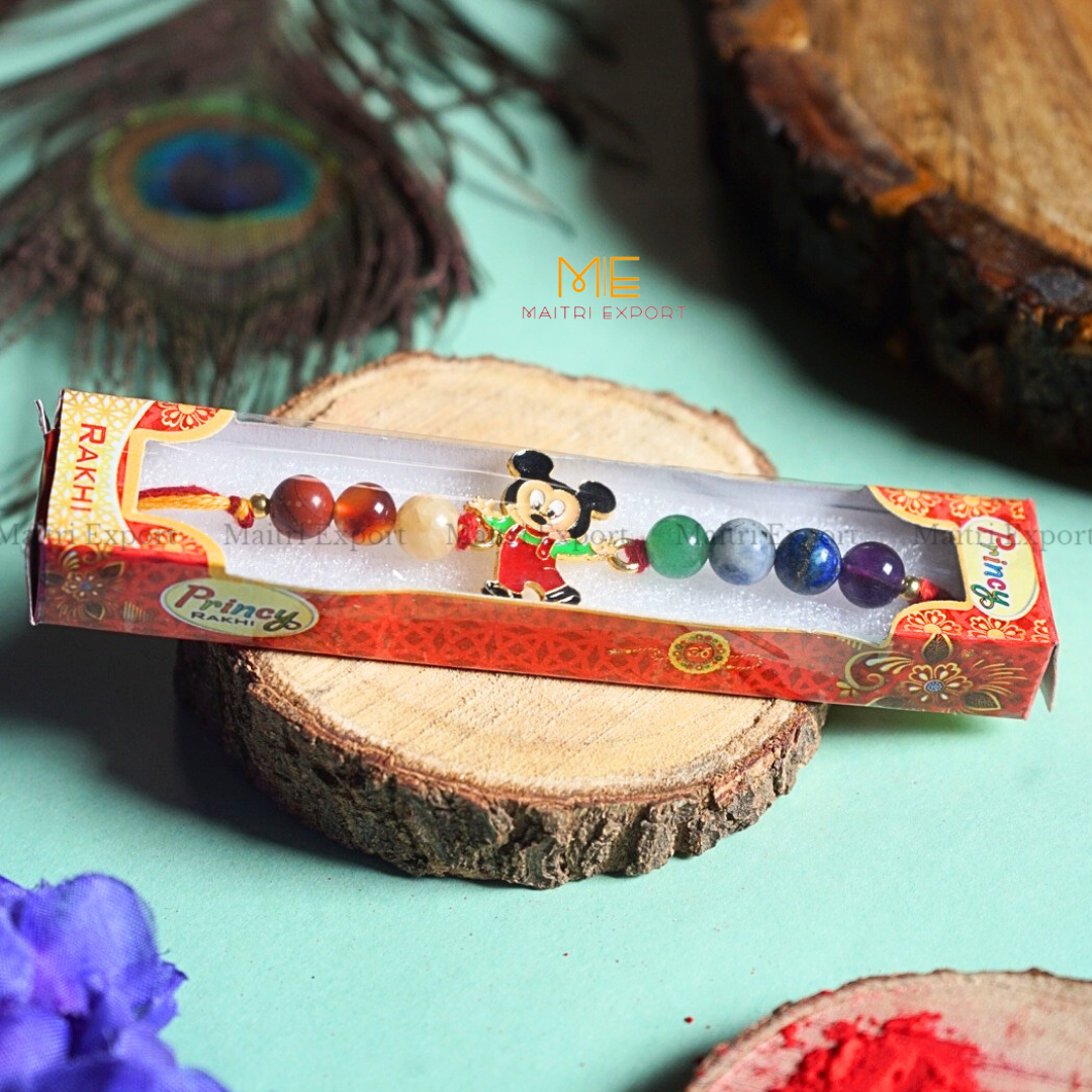 7 chakra stones with kids cartoon charms rakhi.-Maitri Export | Crystals Store