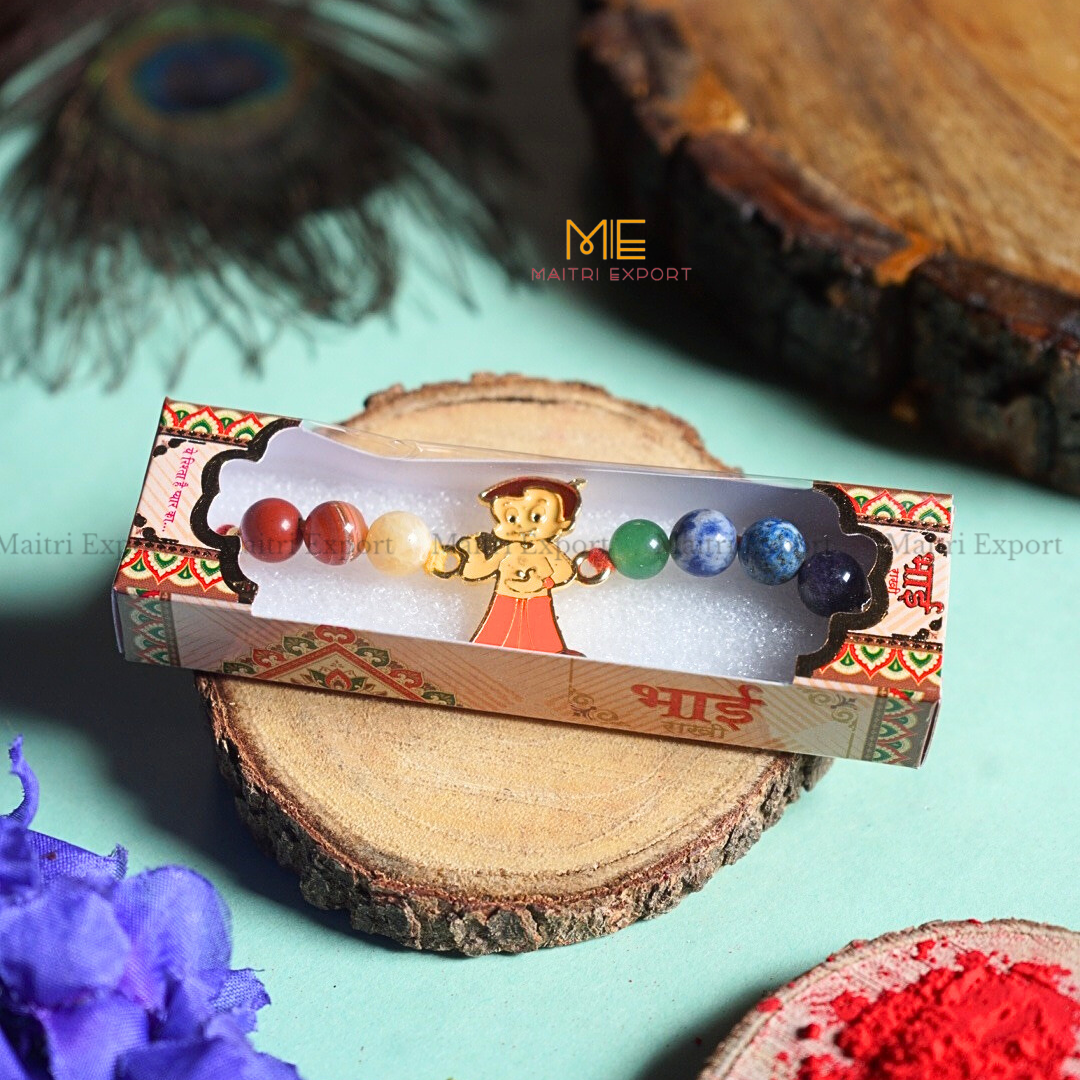 7 chakra stones with kids cartoon charms rakhi.-Maitri Export | Crystals Store