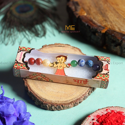 7 chakra stones with kids cartoon charms rakhi.-Maitri Export | Crystals Store