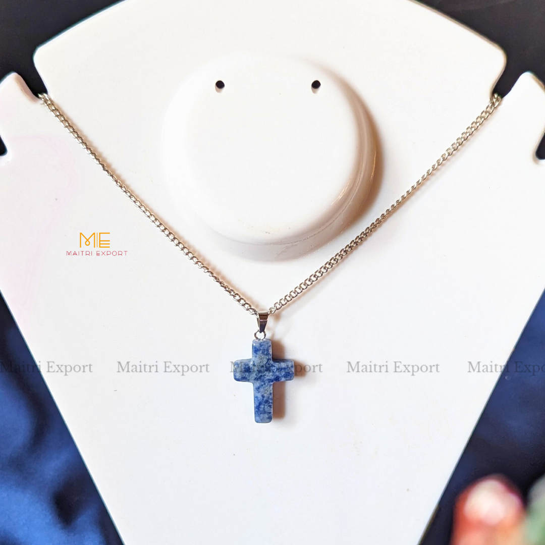 Christian Symbol Cross Shape Crystal Healing Pendant-Maitri Export | Crystals Store