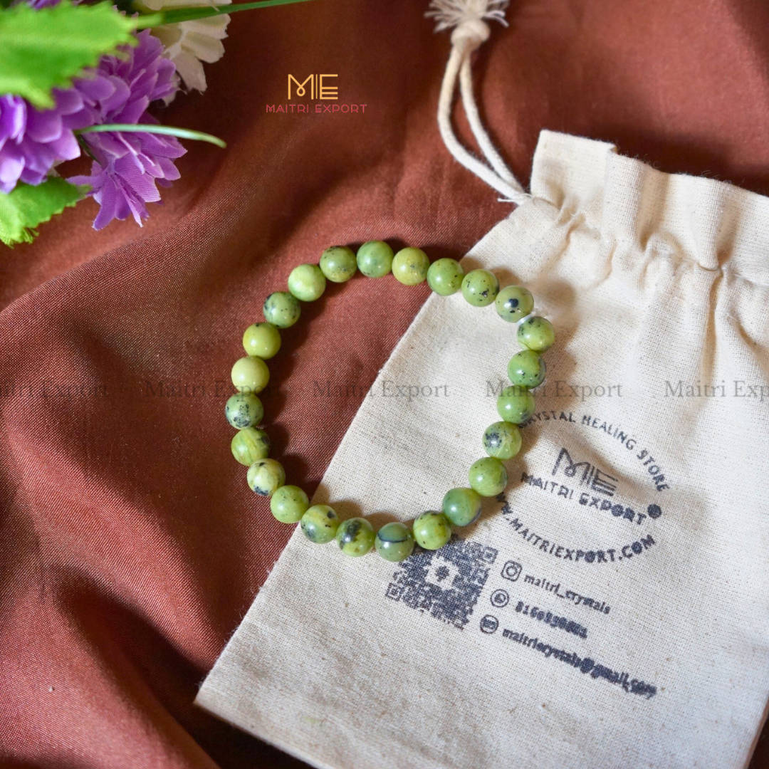 Nephrite Jade 8mm Natural Crystal Healing Bracelet-Maitri Export | Crystals Store