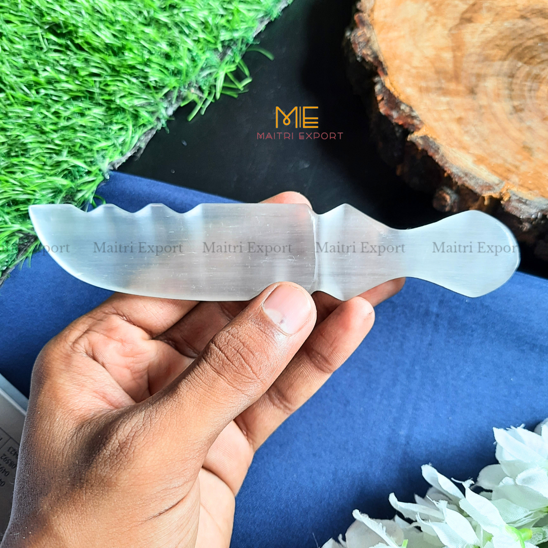 Natural crystal stone Selenite hand carved knife-Maitri Export | Crystals Store