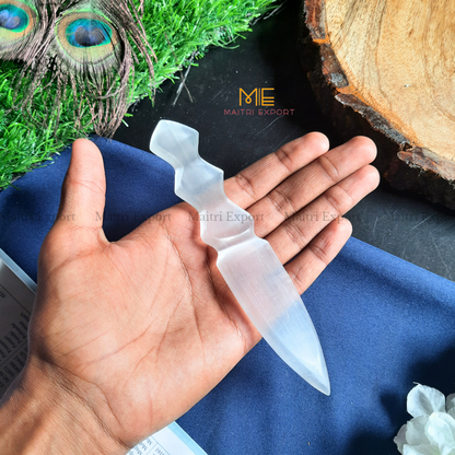 Natural crystal stone Selenite hand carved knife-Maitri Export | Crystals Store