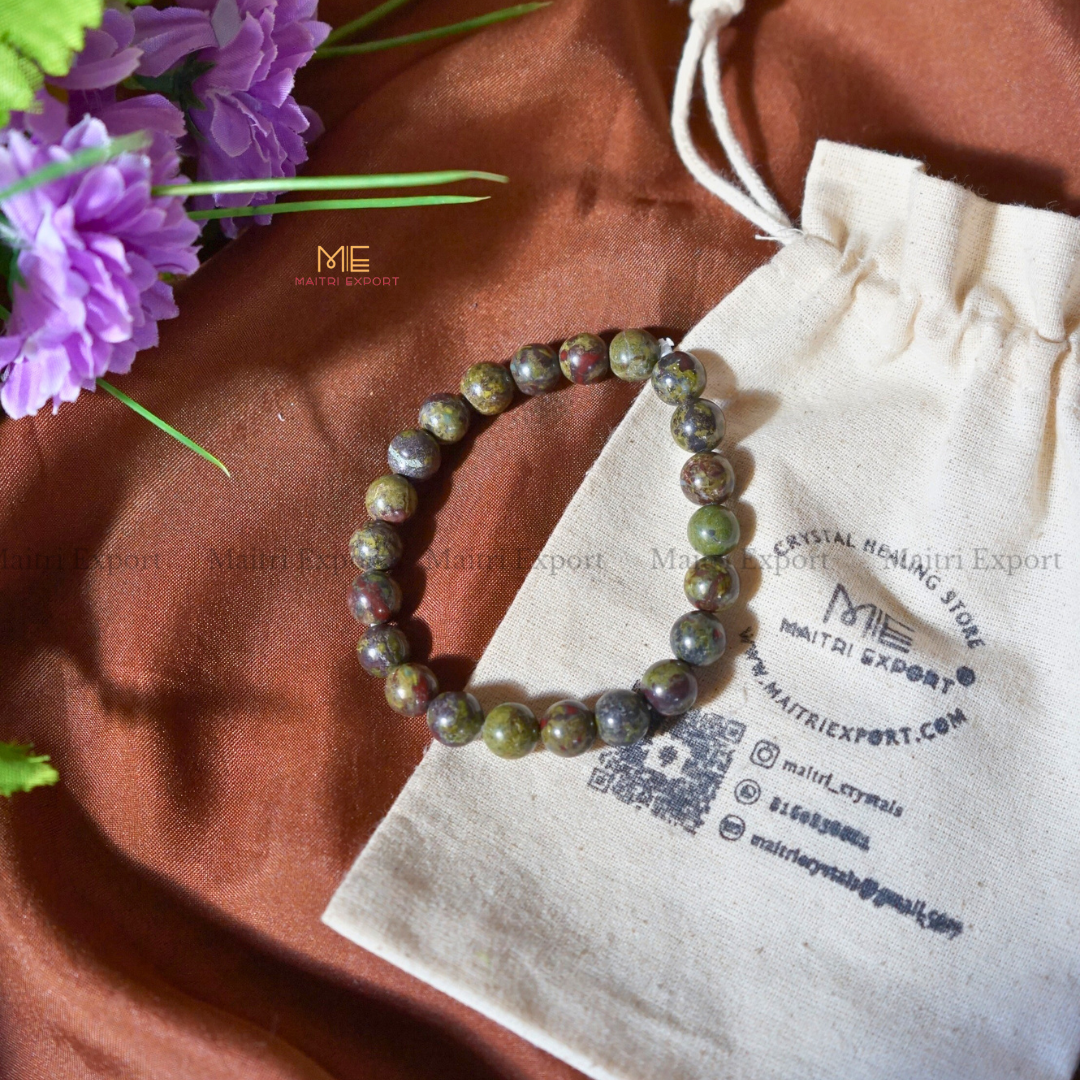 Dragon Blood Jasper 8mm Natural Crystal Healing Bracelet-Maitri Export | Crystals Store