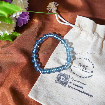 Blue Quartz 8mm Crystal Healing Bracelet-Maitri Export | Crystals Store