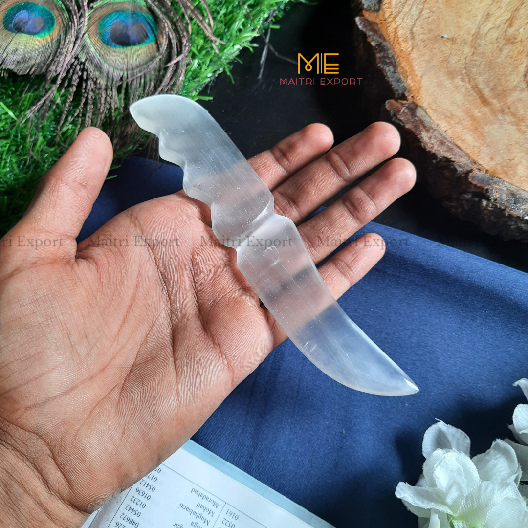 Natural crystal stone Selenite hand carved knife-Maitri Export | Crystals Store