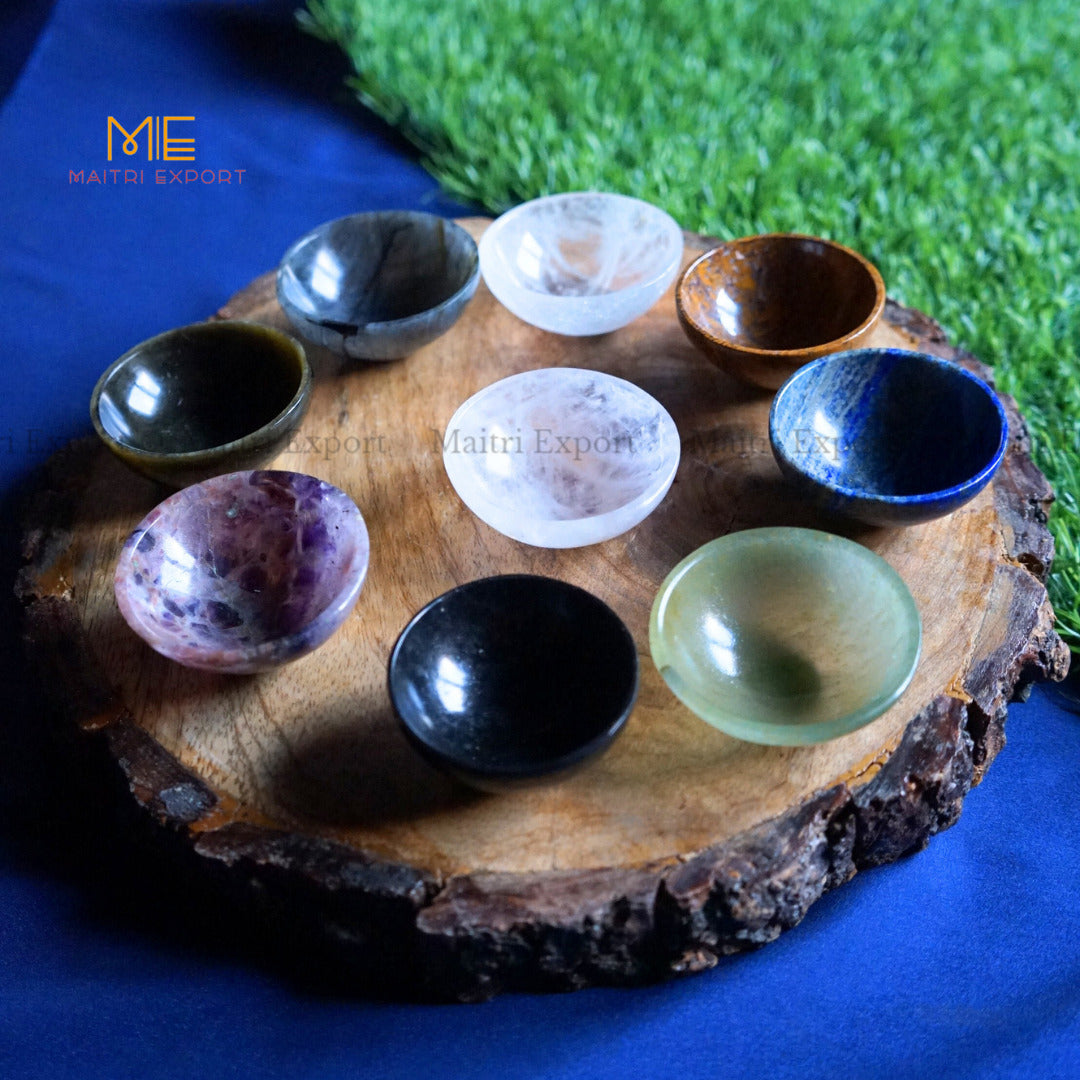 Natural Crystal Stone Handcrafted Bowl ( 2 inches )-Maitri Export | Crystals Store