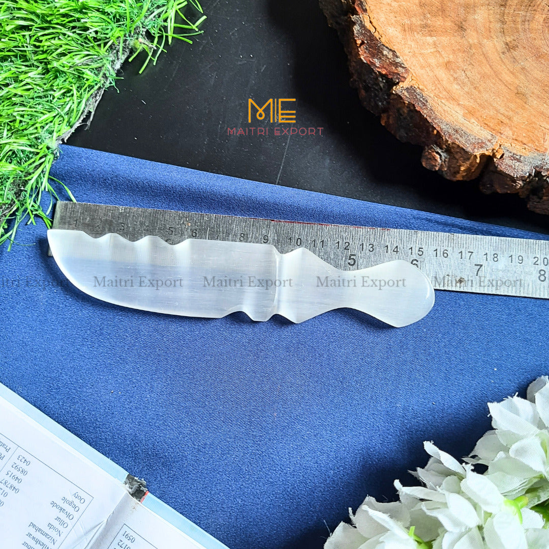 Natural crystal stone Selenite hand carved knife-4-Maitri Export | Crystals Store