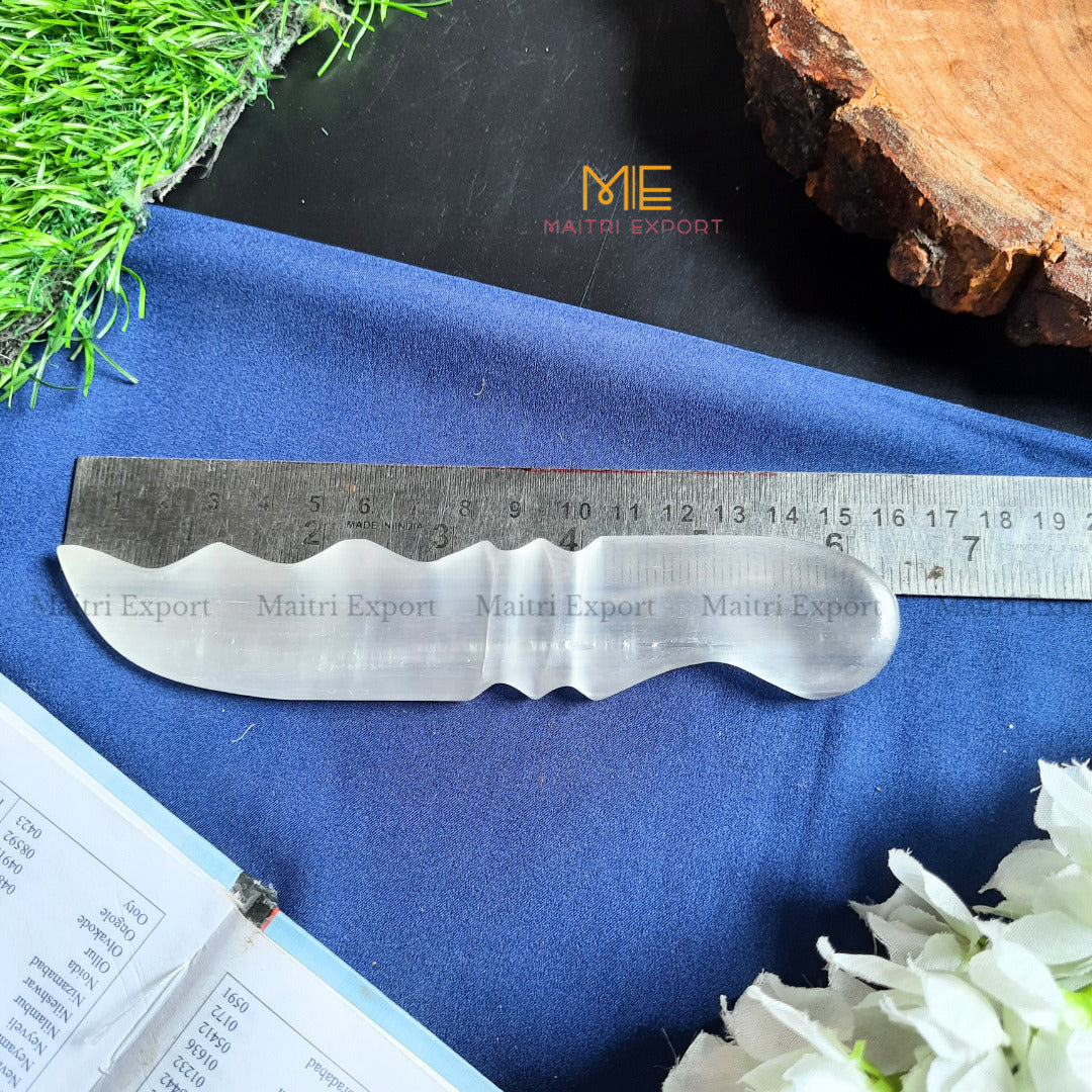 Natural crystal stone Selenite hand carved knife-5-Maitri Export | Crystals Store