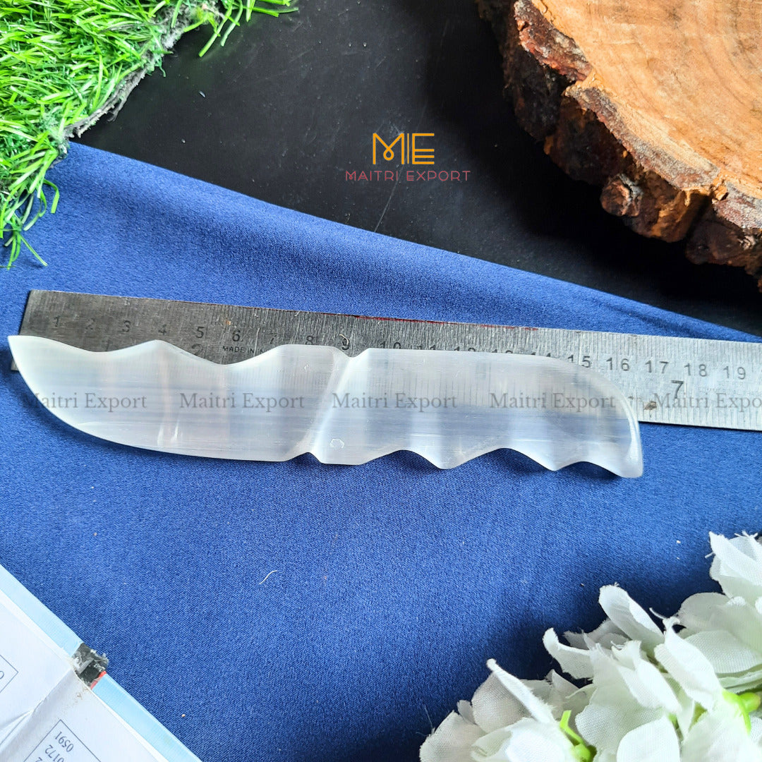 Natural crystal stone Selenite hand carved knife-6-Maitri Export | Crystals Store