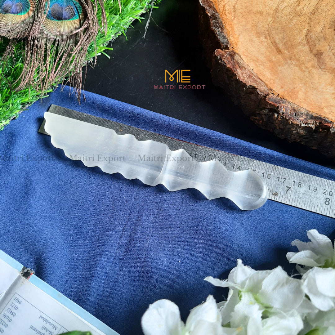 Natural crystal stone Selenite hand carved knife-9-Maitri Export | Crystals Store