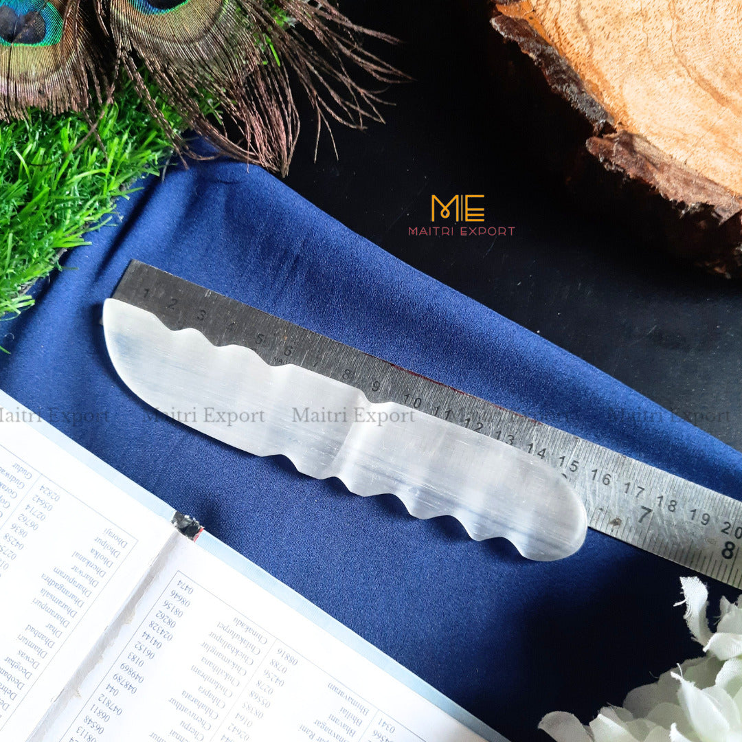 Natural crystal stone Selenite hand carved knife-17-Maitri Export | Crystals Store