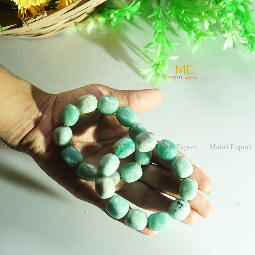 Tumbled crystal beads bracelets-Amazonite-Maitri Export | Crystals Store
