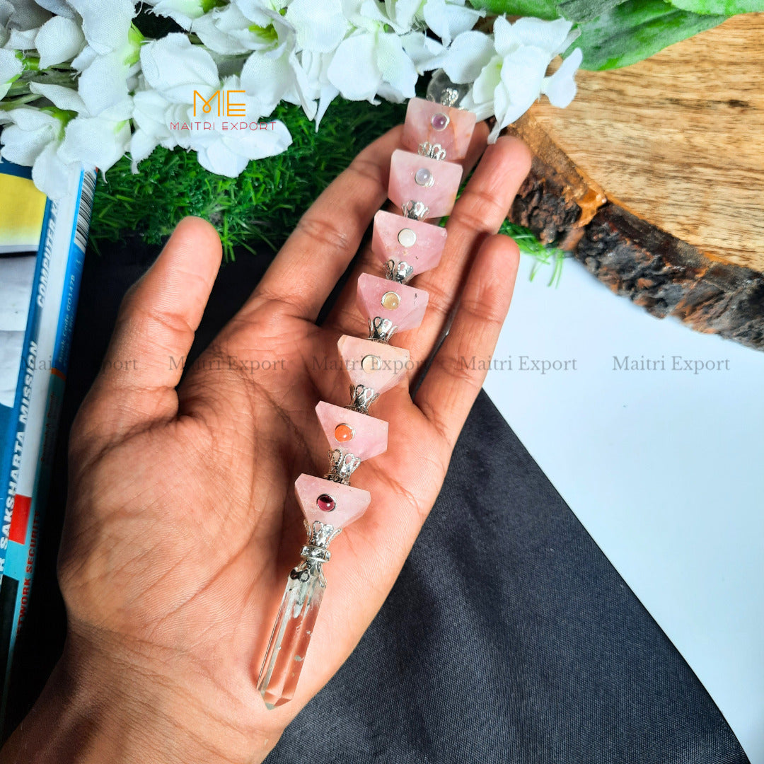 Natural Rose quartz stone pyramid shaped stick-Maitri Export | Crystals Store