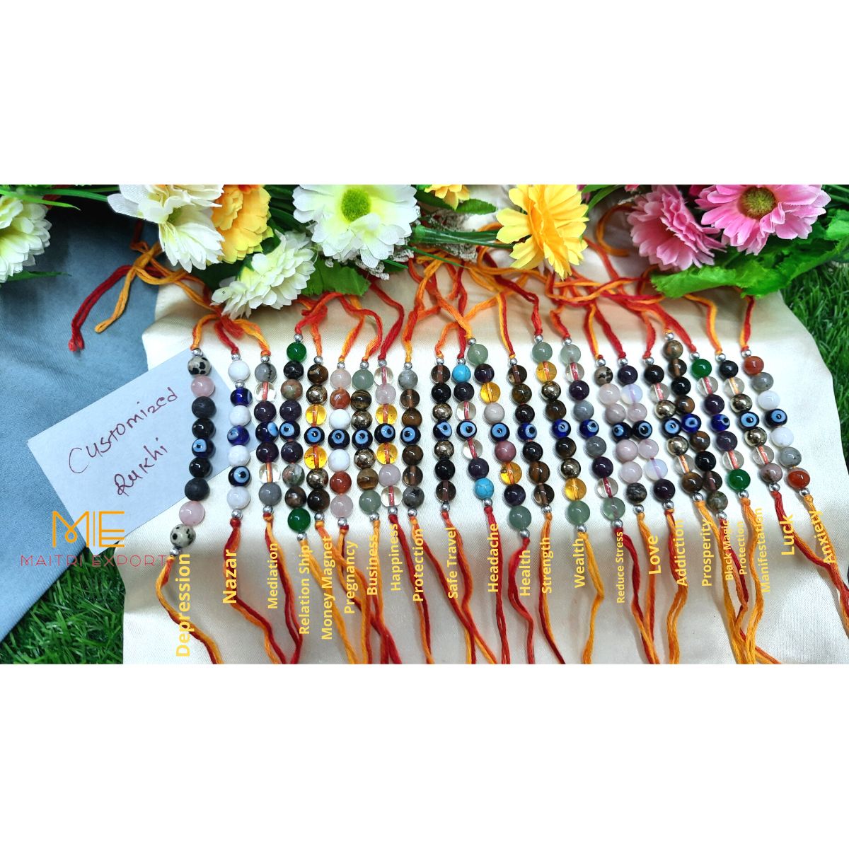 Natural crystal stone purposed rakhi-Maitri Export | Crystals Store