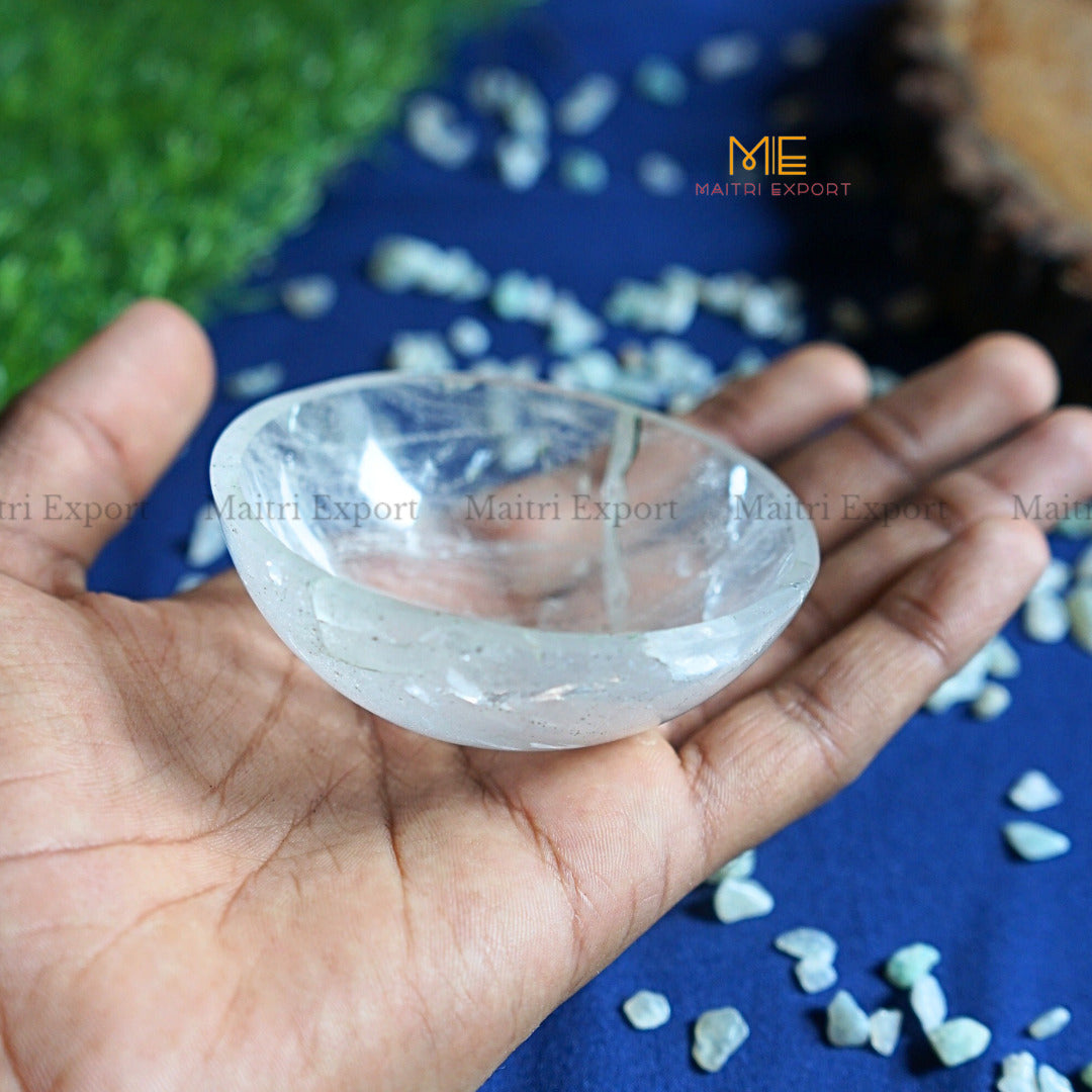 Natural Crystal Stone Handcrafted Bowl ( 2 inches )-Clear quartz-3 Inch-Maitri Export | Crystals Store