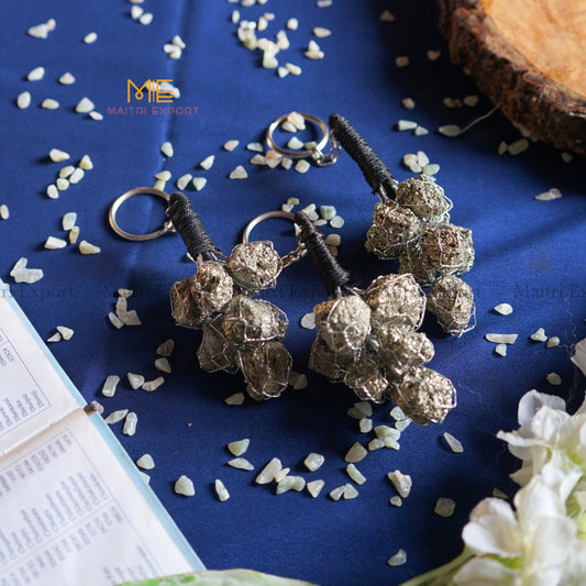 Natural Healing Crystal Pyrite Cluster Hanging / Keychain-Maitri Export | Crystals Store