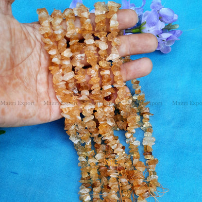 Crystal chips beads mala for bracelet / jewellery making ( 6 to 8 mm )-Citrine-Maitri Export | Crystals Store