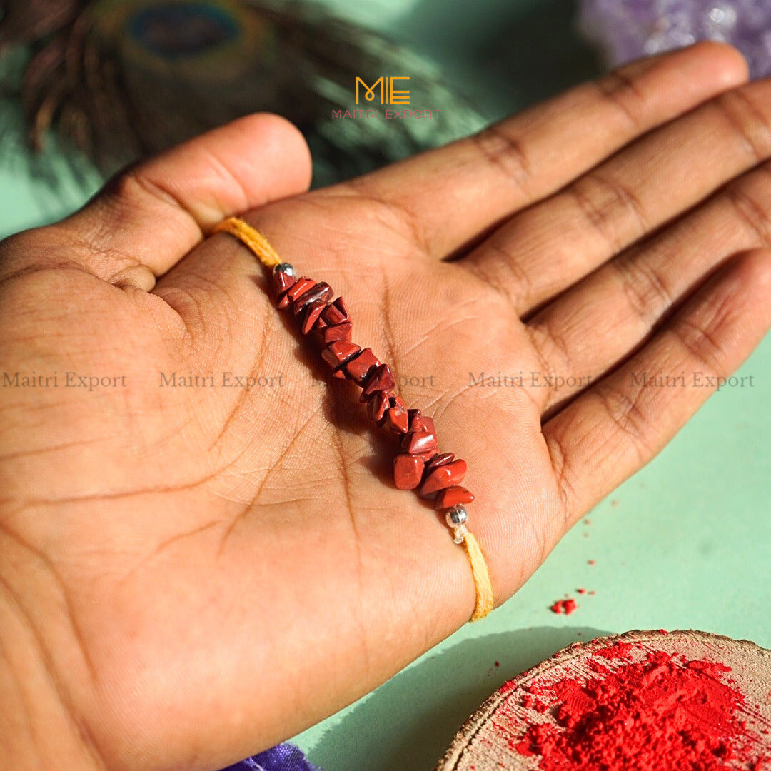 natural crystal stone chips rakhis-Red Jasper-Maitri Export | Crystals Store