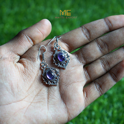 Hanging Earrings ( 1 )-Amethyst-Maitri Export | Crystals Store