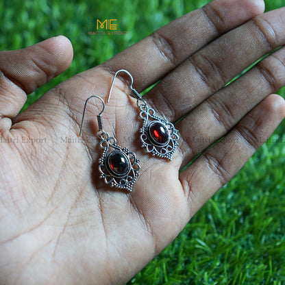 Hanging Earrings ( 1 )-Garnet-Maitri Export | Crystals Store